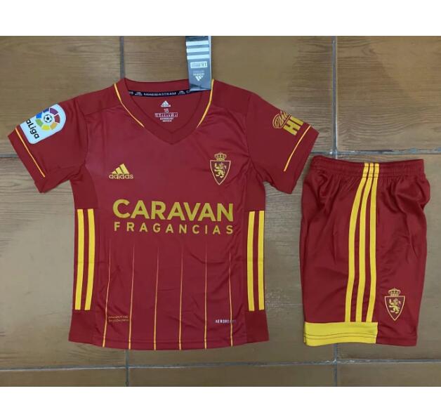 Kids Real Zaragoza Away Soccer Shirt With Shorts 2020/21